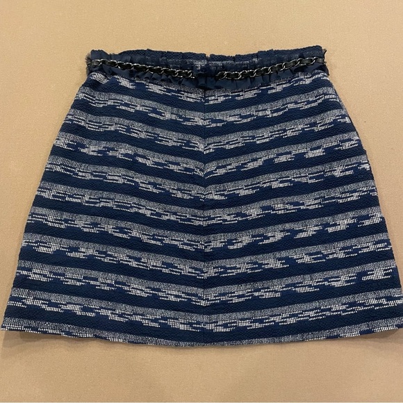 Ramy Brook Shawni Ruffle Chain Trim Metallic Stripe Tweed Mini Skirt Size 8 NWOT - Picture 6 of 11